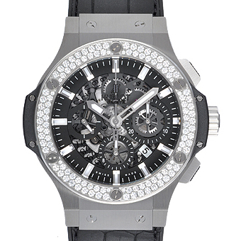 HUBLOT ウブロ ビッグバン コピー 311.SX.1170.GR.1104 アエロバン スチール ダイヤモンド クロノグラフ ブラックETA7750搭載